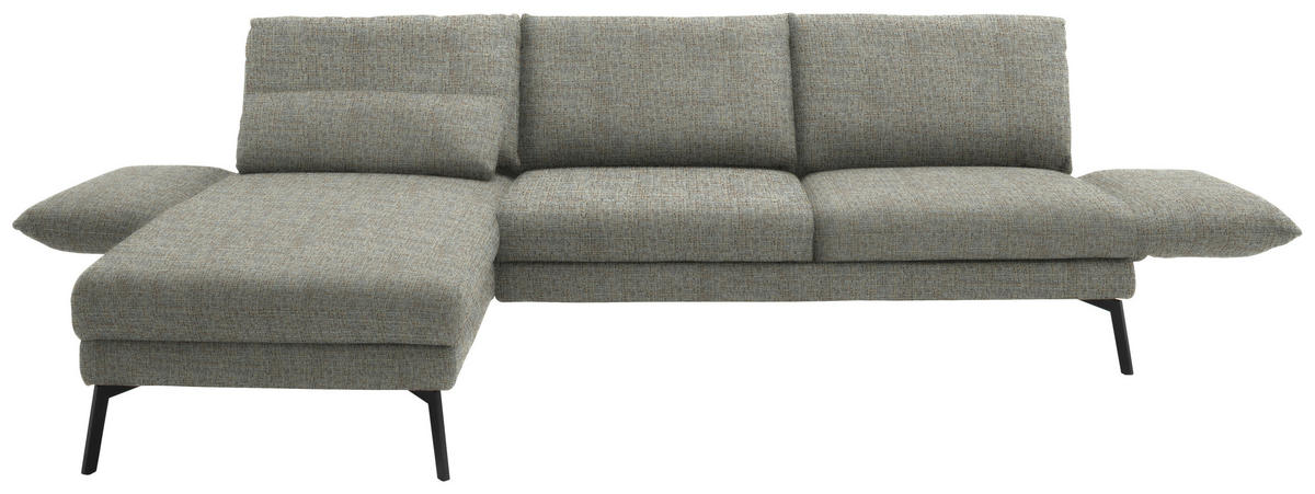 ECKSOFA in Flachgewebe Naturfarben  175/277 cm  - Schwarz/Naturfarben, Design, Textil/Metall (175/277cm) - Schöner Wohnen