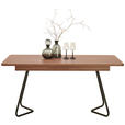 ESSTISCH in Metall, Holzwerkstoff 160(205)/90/76 cm  - Walnussfarben/Schwarz, Design, Holzwerkstoff/Metall (160(205)/90/76cm) - Hom`in