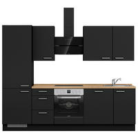 KÜCHENLEERBLOCK 270 cm   in Schwarz, Eichefarben  - Edelstahlfarben/Eichefarben, MODERN, Holzwerkstoff/Metall (270cm) - Nobilia