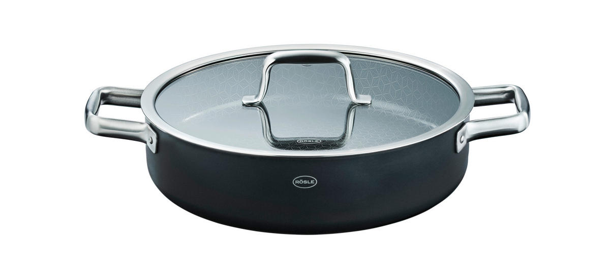 SERVIERPFANNE EBONIC Keramikbeschichtung 28 cm  - Schwarz, Basics, Metall (28cm) - Rösle