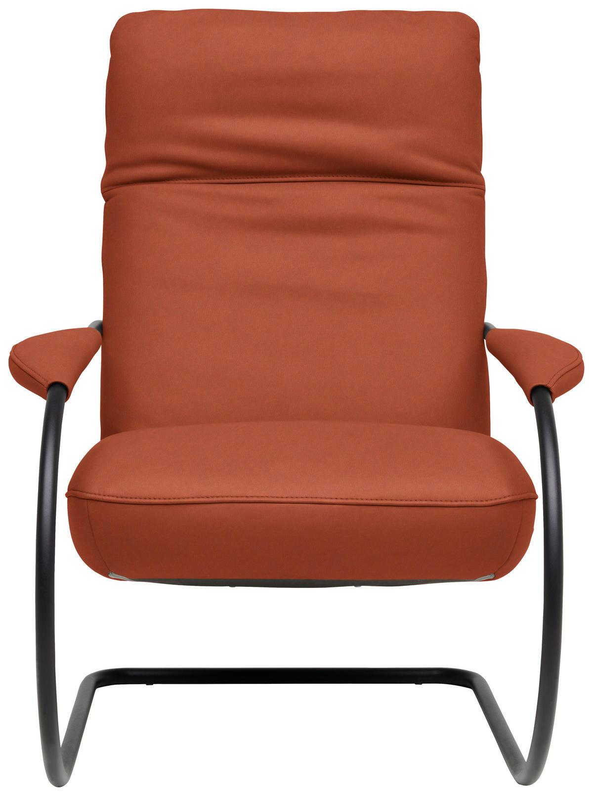 SESSEL in Echtleder Orange  - Schwarz/Orange, Design, Leder/Metall (80/104/99cm) - Koinor