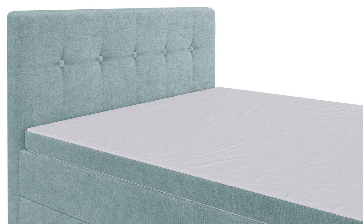 BOXSPRINGBETT 120/200 cm  in Hellblau  - Schwarz/Hellblau, KONVENTIONELL, Kunststoff/Textil (120/200cm) - Carryhome