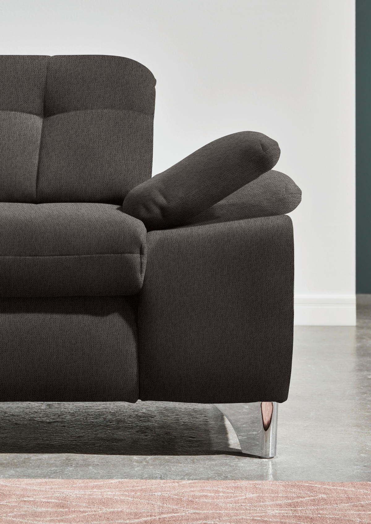 ECKSOFA in Chenille Anthrazit  - Chromfarben/Anthrazit, Design, Textil/Metall (260/310cm) - Beldomo Speed