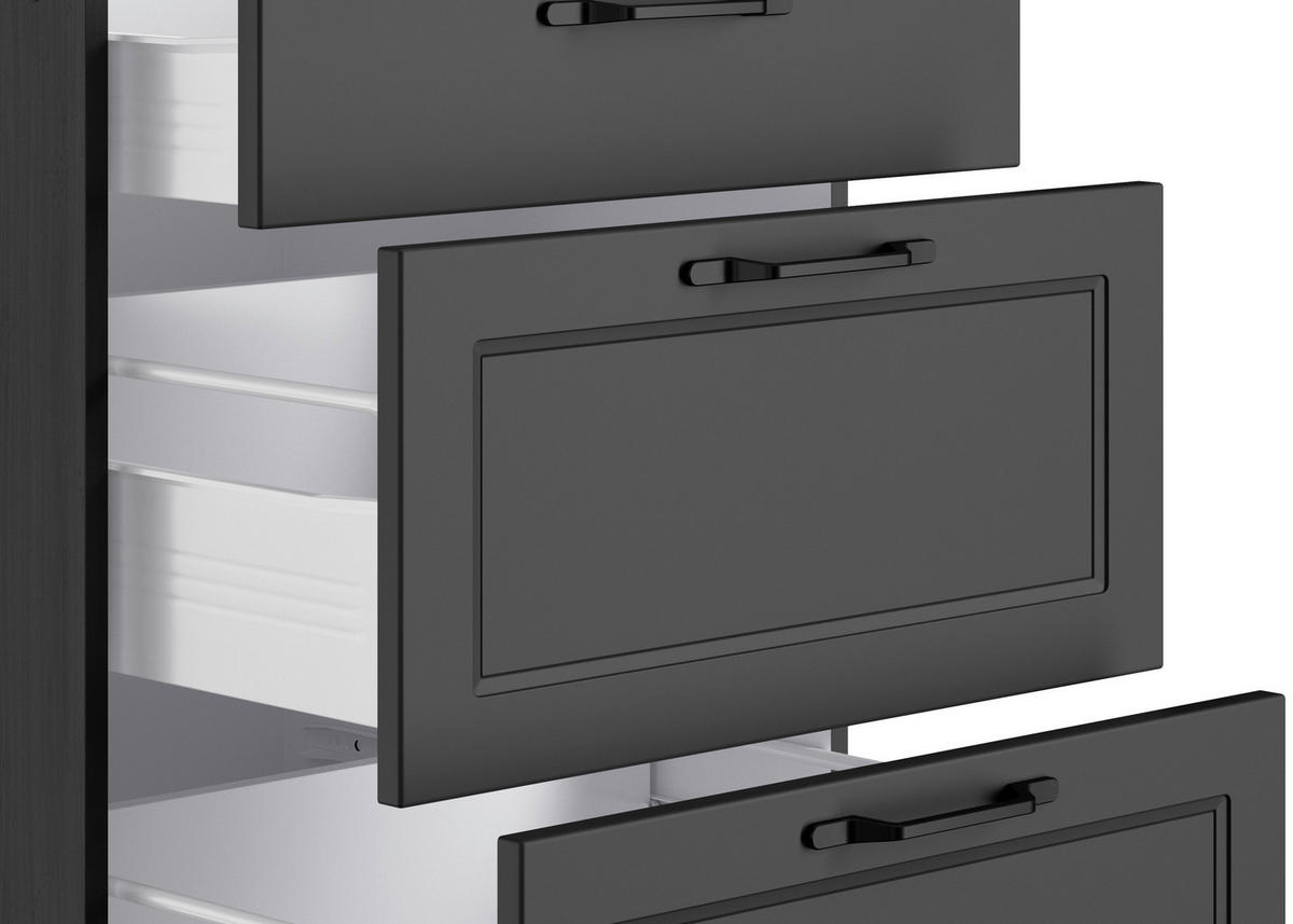 ECKKÜCHE 240/360 cm  in Grau, Eiche Wotan  - Eiche Wotan/Schwarz, LIFESTYLE, Holzwerkstoff/Metall (240/360cm) - Held