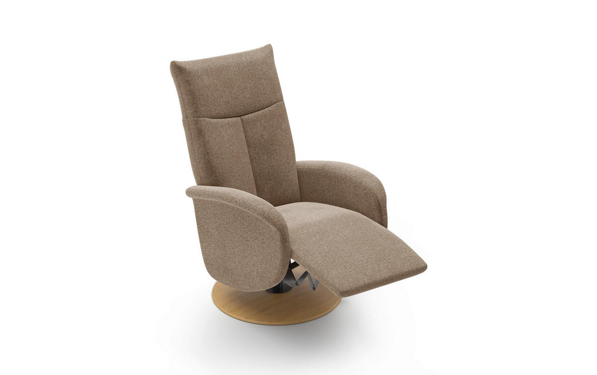 RELAXSESSEL GLENDALE E Flachgewebe Kopfteilverstellung, Rücken echt    - Hellbraun/Eichefarben, KONVENTIONELL, Holzwerkstoff/Textil (75/112/82cm) - Sit & More