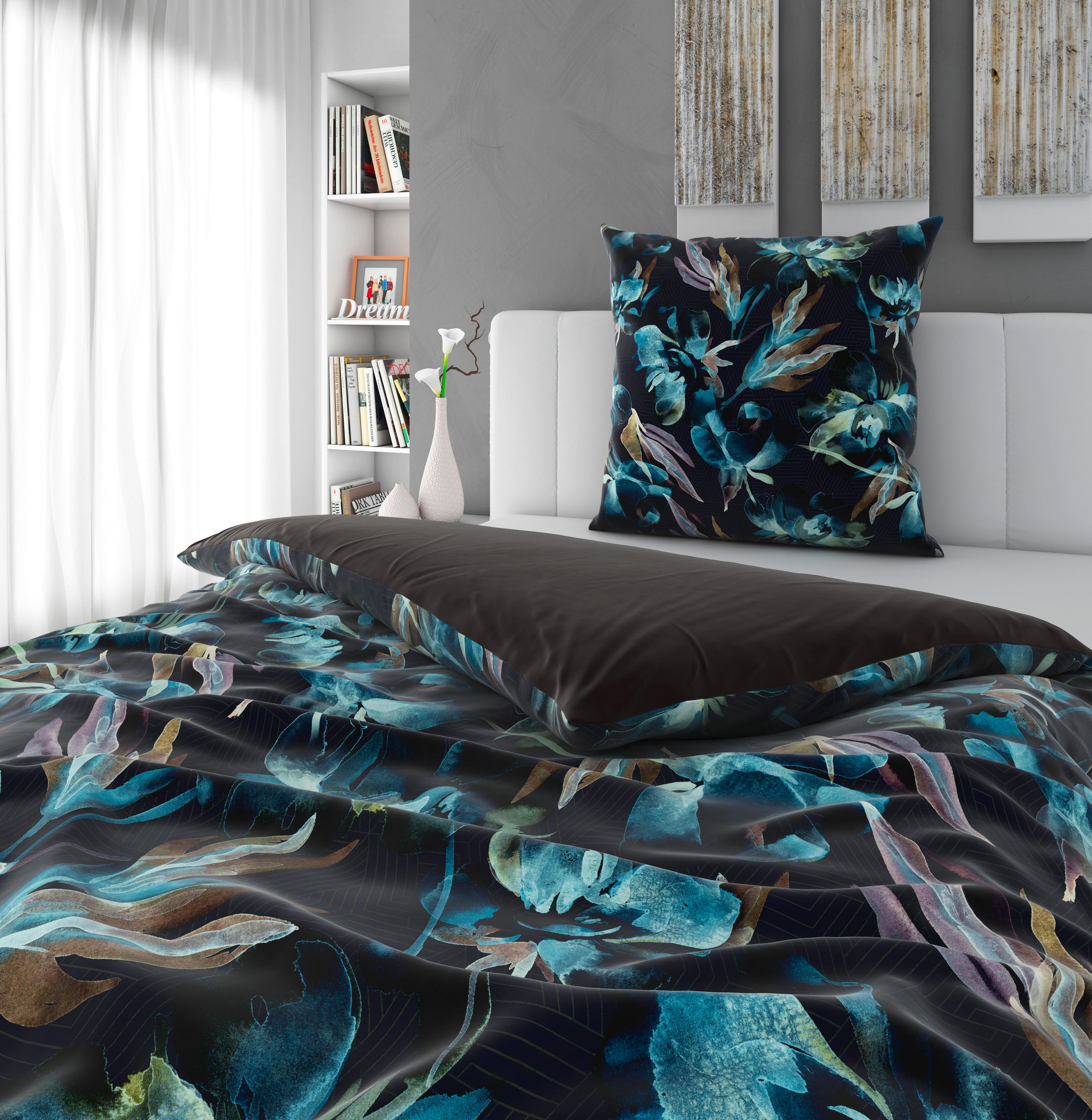 WENDEBETTWÄSCHE HELLA Satin 135/200 cm  - Petrol/Braun, Textil (135/200cm) - Novel