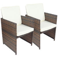 GARTENSESSEL-SET Stahl Braun  - Braun/Weiß, MODERN, Kunststoff/Textil (53/84/53cm) - Ambia Garden