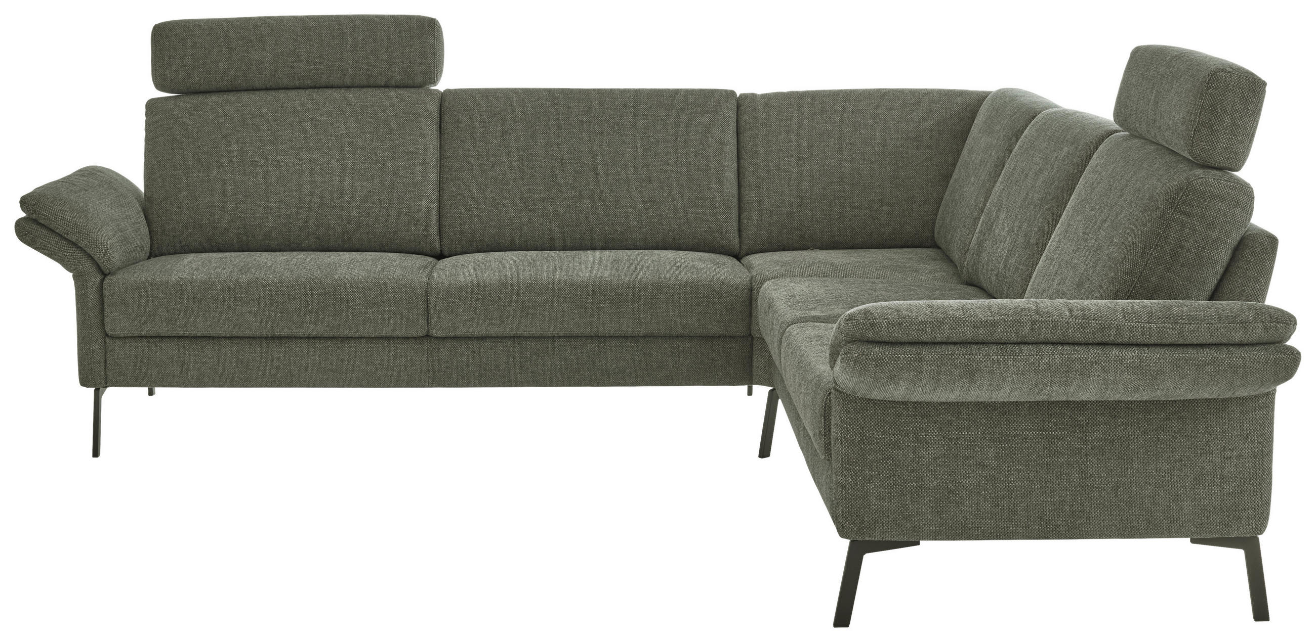 ECKSOFA 269/249 cm  in Chenille Olivgrün Rücken echt  269/249 cm  - Schwarz/Olivgrün, KONVENTIONELL, Textil/Metall (269/249cm) - Pure Home Comfort