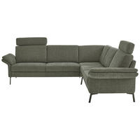 ECKSOFA 269/249 cm  in Chenille Olivgrün Rücken echt  269/249 cm  - Schwarz/Olivgrün, KONVENTIONELL, Textil/Metall (269/249cm) - Pure Home Comfort