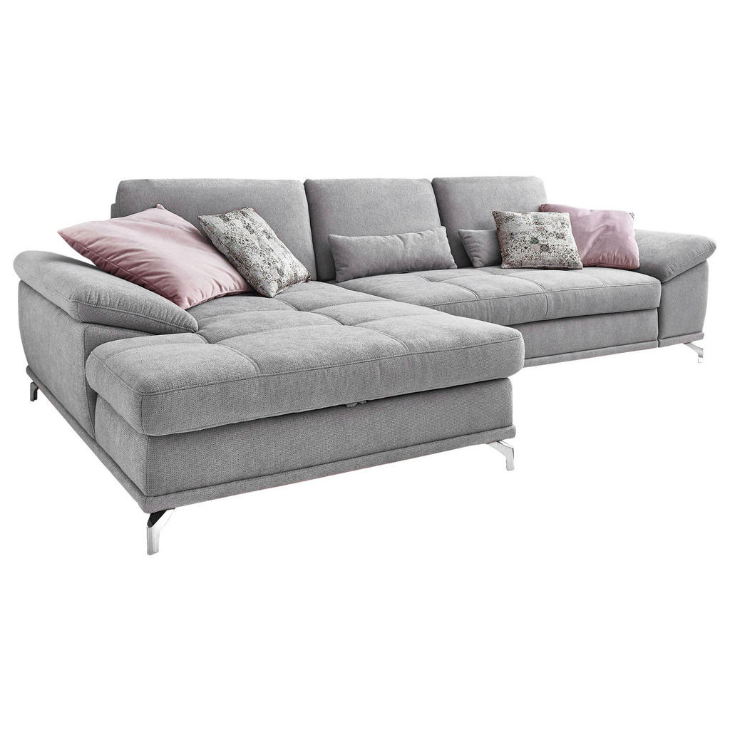Thumbnail - Sit & More Ecksofa, Silber, Textil, 5-Sitzer, Ottomane links, L-Form, 301x176 cm, Goldenes M, Oeko-Tex® Standard 100, Ma...