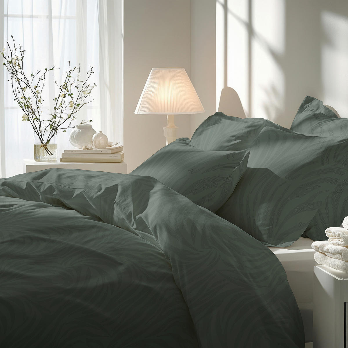 BETTWÄSCHE Flanell 155/220 cm  - Dunkelgrün, Basics, Textil (155/220cm) - Florella