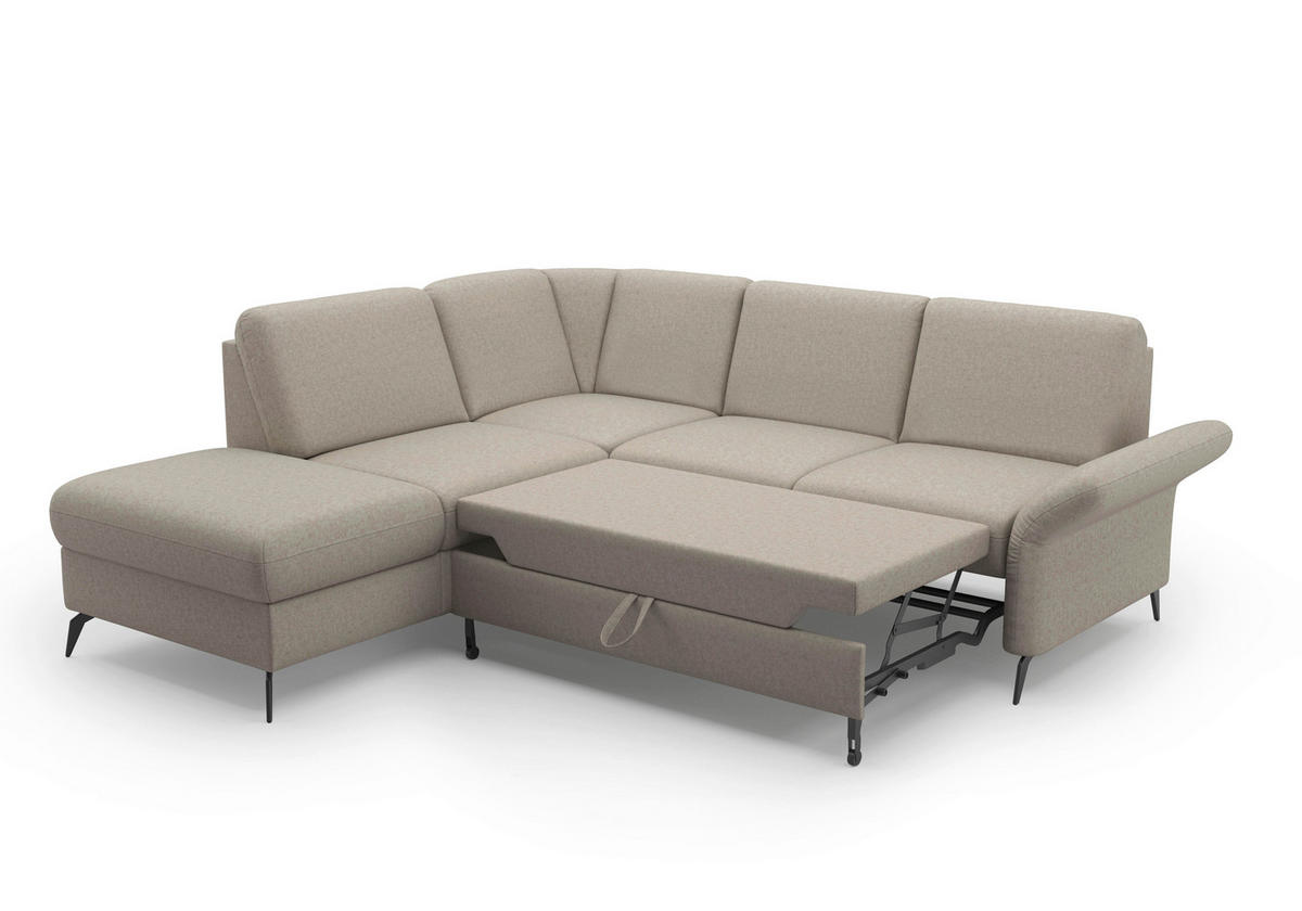 ECKSOFA ROCHELLE E Taupe Flachgewebe  - Taupe/Schwarz, KONVENTIONELL, Textil/Metall (216/240cm) - Sit & More