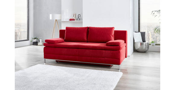 BOXSPRINGSOFA Flachgewebe Sandfarben  - Sandfarben/Chromfarben, Design, Textil/Metall (200/93/107cm) - Novel