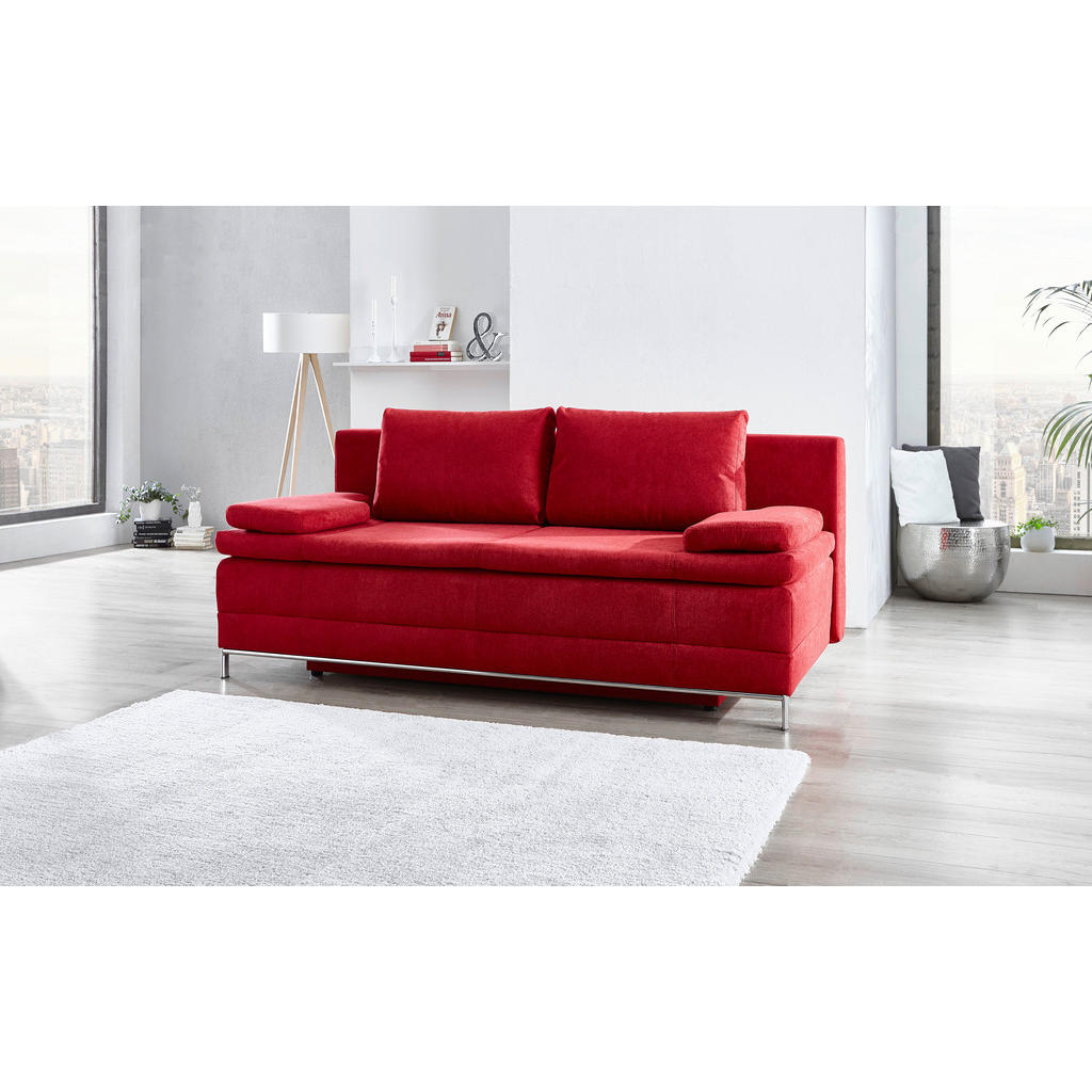 Thumbnail - Novel Boxspringsofa Centa, Rot, Textil, Uni, 2-Sitzer, Füllung: Schaumstoff, 200x93x107 cm, Stoffauswahl, Wohnzimmer, So...