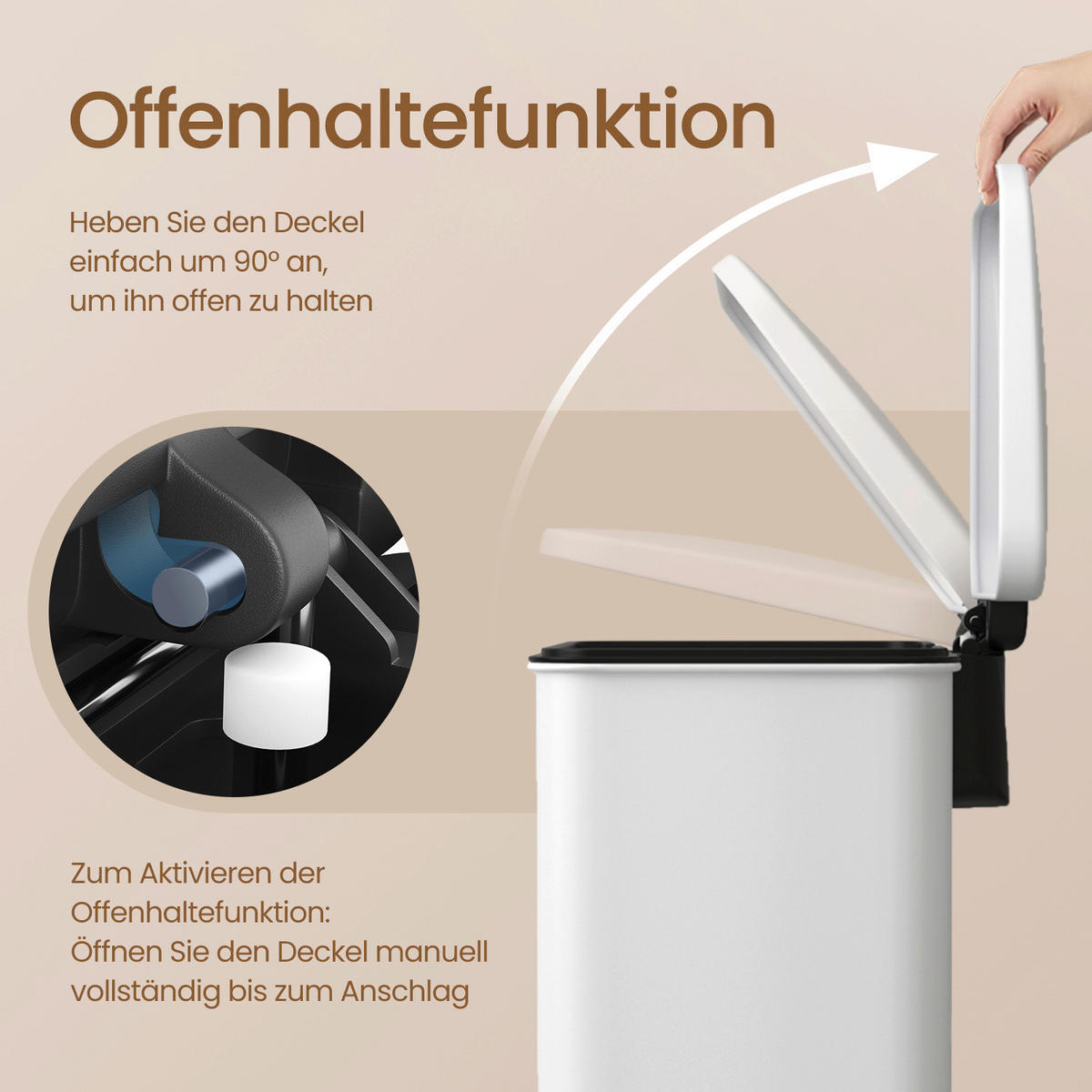 KOŠ NA ODPADKY  40 l - bílá/černá, Basics, kov/plast (34,8/55,7/32cm)