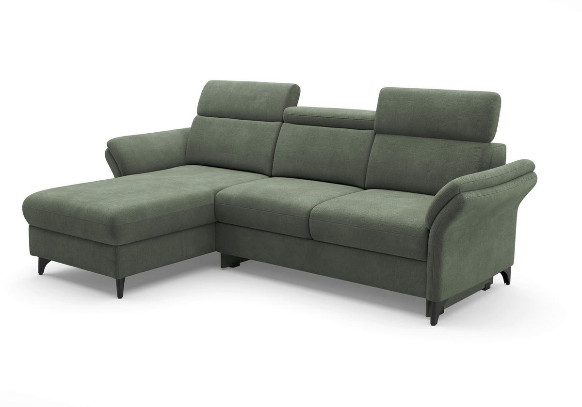 ECKSOFA GLENDALE E in Flachgewebe Dunkelgrün  166/253 cm  - Dunkelgrün/Schwarz, KONVENTIONELL, Textil/Metall (166/253cm) - Sit & More