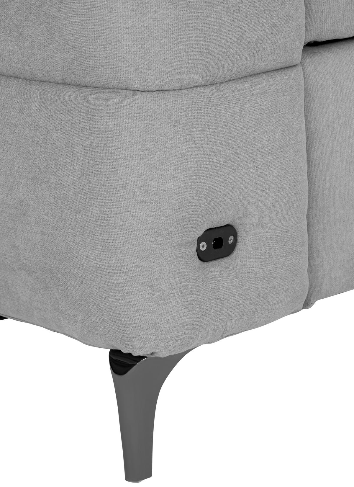 ECKSOFA in Mikrofaser Hellgrau  - Silberfarben/Hellgrau, Design, Textil/Metall (161/242cm) - Livetastic