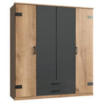 KLEIDERSCHRANK  in Graphitfarben, Plankeneiche  - Plankeneiche/Eichefarben, Trend, Holzwerkstoff/Kunststoff (180/199/58cm) - Carryhome