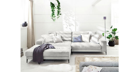 ECKSOFA in Flachgewebe Creme 207/296 cm - Creme/Schwarz, Design, Textil/Metall (207/296cm) - Dieter Knoll