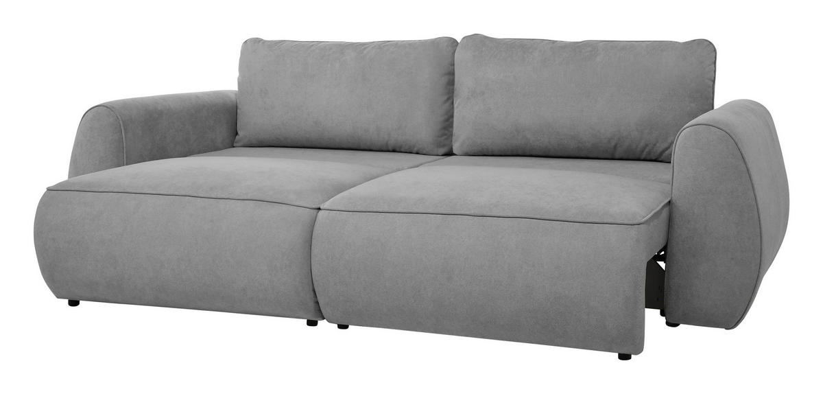 SCHLAFSOFA Chenille Grau  inkl. Zierkissen, Rückenkissen, Bettkasten, Schlaffunktion, Rücken echt, Liegefläche im Originalstoff  - Schwarz/Grau, KONVENTIONELL, Kunststoff/Textil (257/96/110cm) - Milino