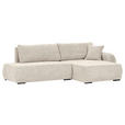 ECKSOFA Beige Flachgewebe Zierkissen, Rückenkissen, Bettkasten, Schlaffunktion, Rücken echt, Liegefläche im Originalstoff  - Beige/Schwarz, KONVENTIONELL, Kunststoff/Textil (260/145cm) - Carryhome