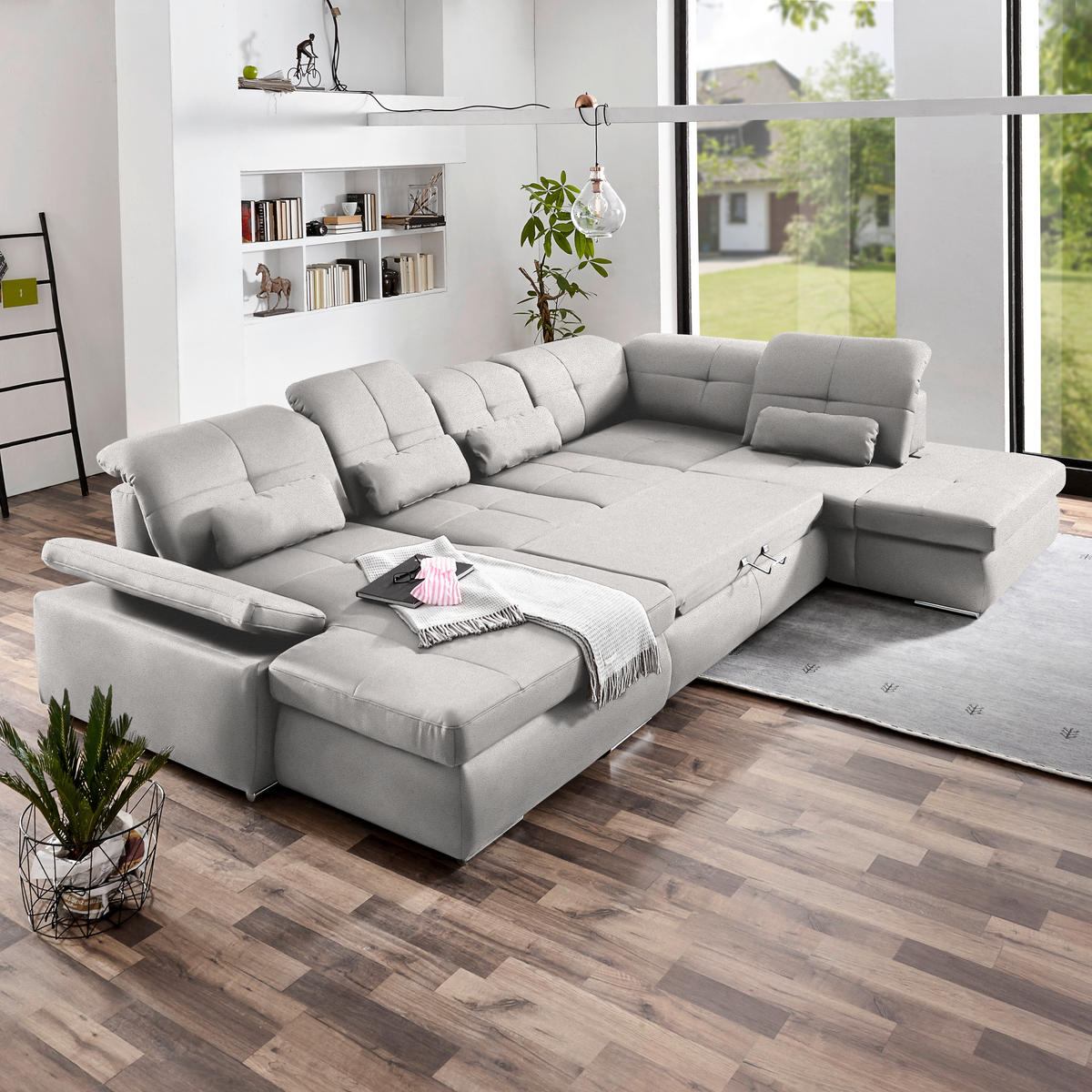 WOHNLANDSCHAFT Mikrofaser Silberfarben  - Chromfarben/Silberfarben, Design, Textil (195/371/260cm) - Beldomo Style