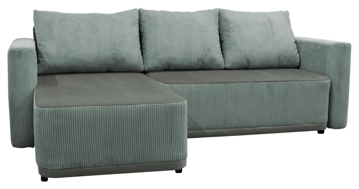 ECKSOFA STELLA in Plüsch Türkis  166/234 cm  - Türkis/Schwarz, Design, Kunststoff/Textil (166/234cm) - MID.YOU