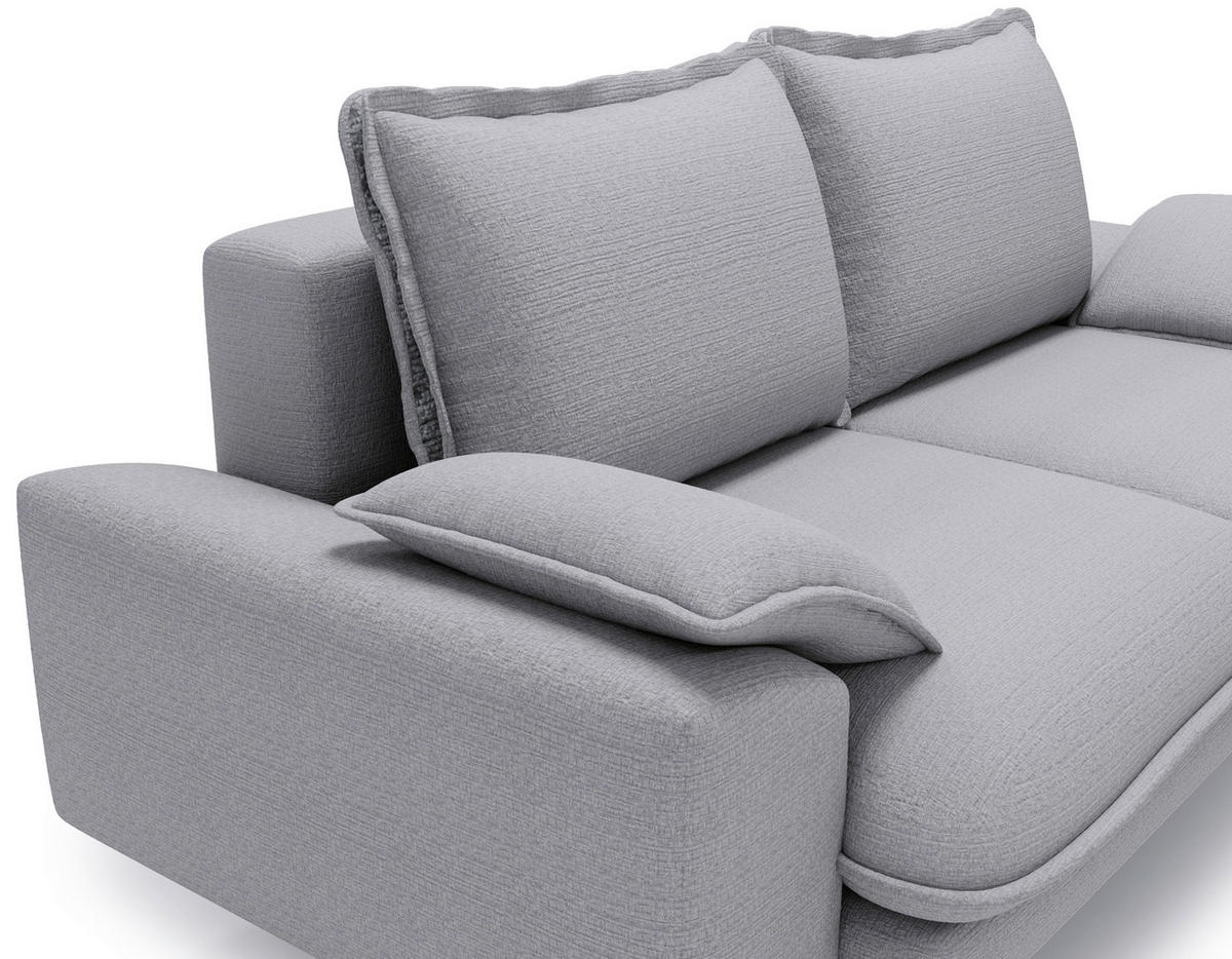 2-SITZER-SOFA Struktur Hellgrau  - Hellgrau/Schwarz, Design, Textil/Metall (195/92/97cm) - Livetastic