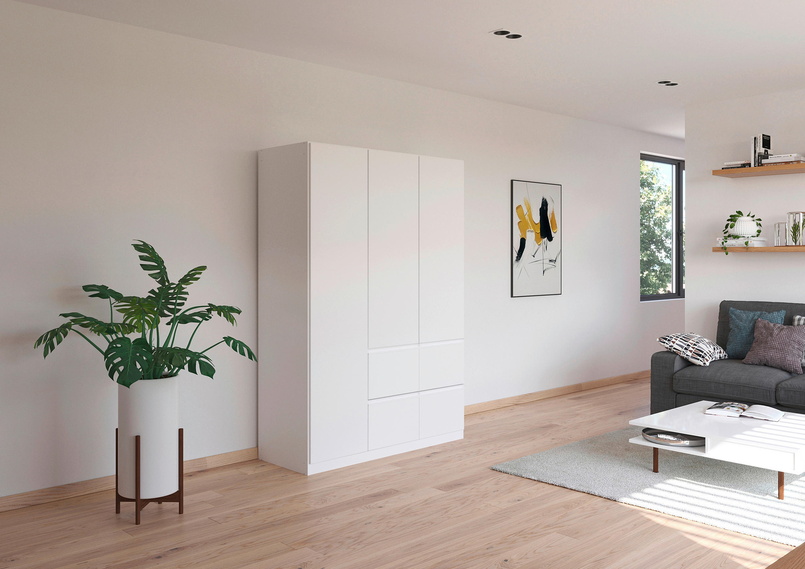KLEIDERSCHRANK in Weiss  - Weiss, Trend, Holzwerkstoff/Kunststoff (136/197/54cm) - Xora