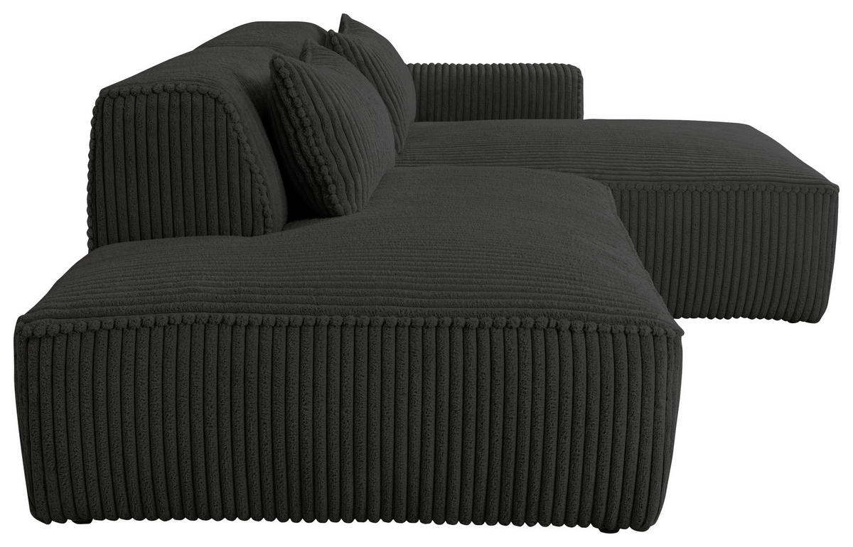 ECKSOFA BILLUND Schwarz Cord Nierenkissen  - Schwarz, KONVENTIONELL, Kunststoff/Textil (294/165cm) - Livetastic