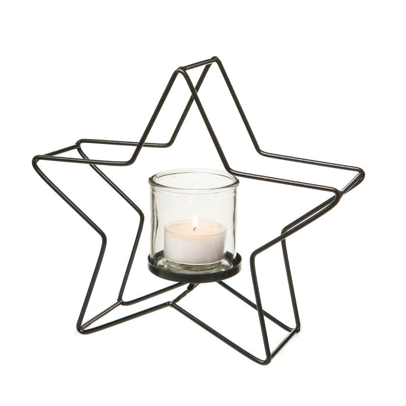 WINDLICHT Schwarz  - Schwarz, Design, Metall (27/8,5/25cm) - X-Mas