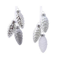 DEKOKUGELSET - Weiss/Silberfarben, Design, Glas (4,0/6,0/8,5cm)