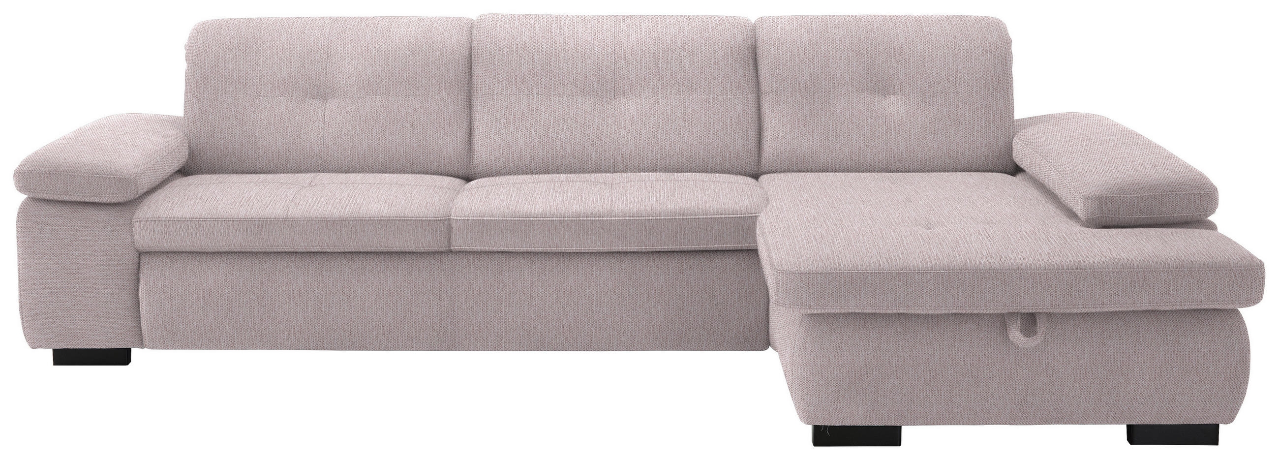 ECKSOFA in Flachgewebe Hellrosa  - Hellrosa/Schwarz, Design, Textil/Metall (297/174cm) - Beldomo Style