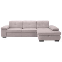 ECKSOFA in Flachgewebe Hellrosa  - Hellrosa/Schwarz, Design, Textil/Metall (297/174cm) - Beldomo Style