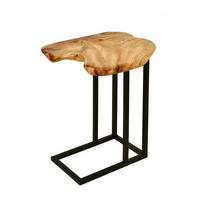 SIDOBORD i trä, metall 40/45/61 cm  - ljusbrun/svart, Basics, metall/trä (40/45/61cm) - Kayoom