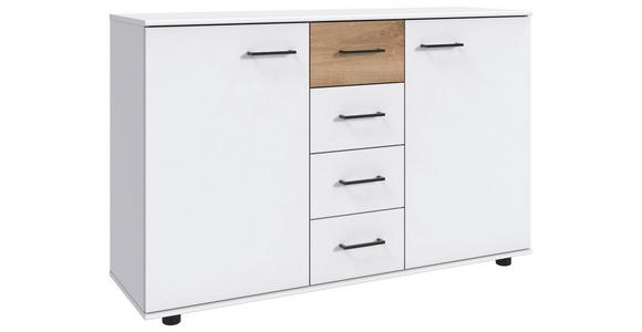 KOMMODE in 130/83/41 cm - Plankeneiche/Schwarz, KONVENTIONELL, Holzwerkstoff/Kunststoff (130/83/41cm) - Carryhome