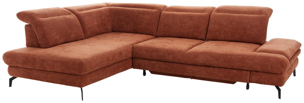 HÖRNSOFFA i velour rostfärgad  - svart/rostfärgad, Design, metall/textil (213/295cm) - Best Price