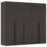 DREHTÜRENSCHRANK 251/223/61 cm,  in Graphitfarben, 5-türig  - Schwarz/Graphitfarben, Basics, Holzwerkstoff/Metall (251/223/61cm) - Novel
