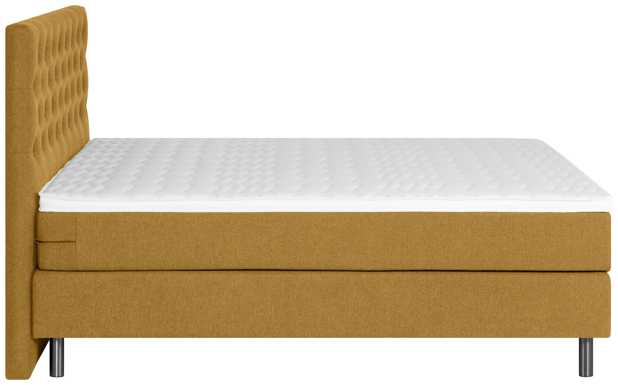BOXSPRINGBETT 180/200 cm  in Currygelb  - Currygelb/Silberfarben, KONVENTIONELL, Textil/Metall (180/200cm) - Welnova