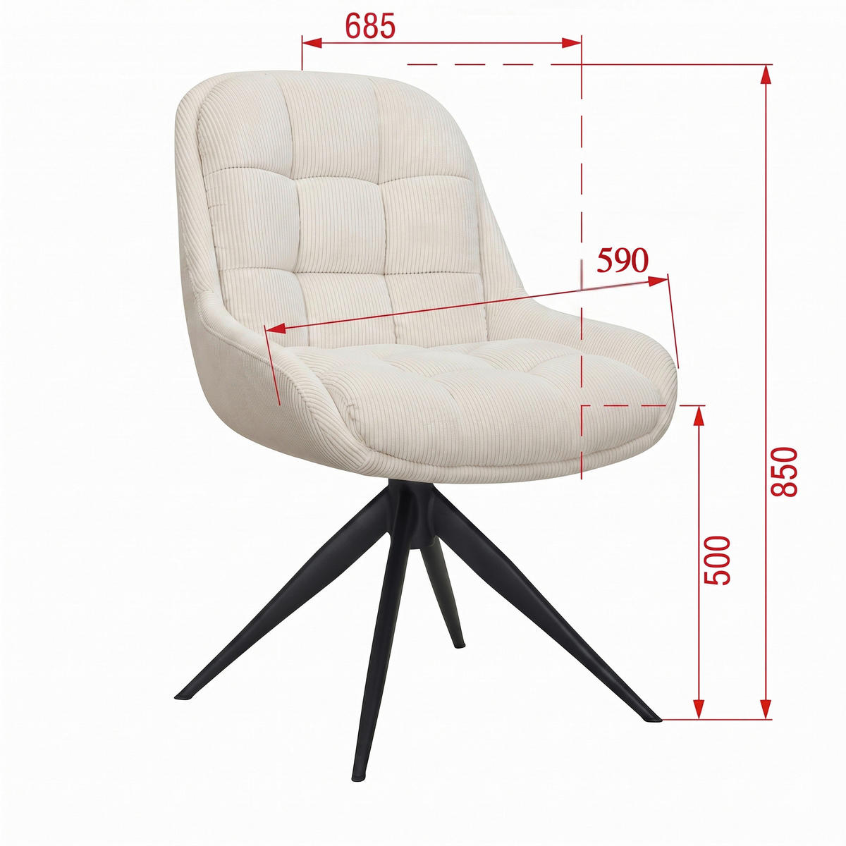 STUHL - Creme/Schwarz, Design, Textil/Metall (58/85/70cm) - Johann Jakob