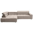 ECKSOFA Sandfarben Feincord  - Sandfarben/Schwarz, KONVENTIONELL, Kunststoff/Textil (219/311cm) - Hom`in