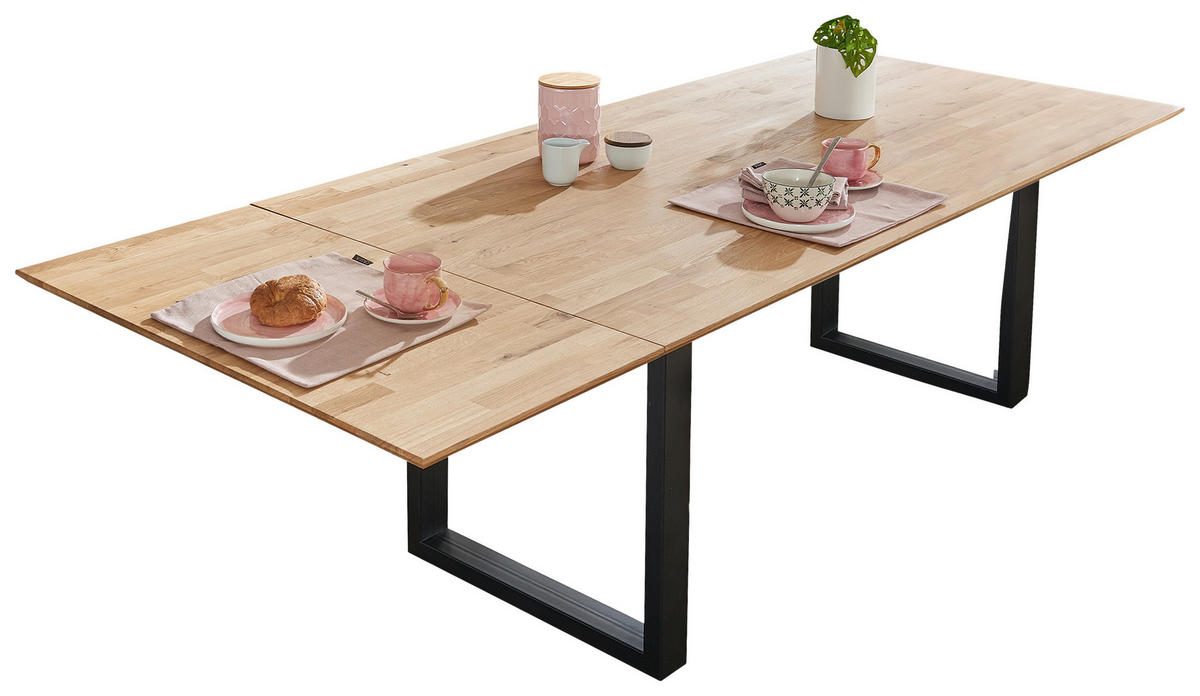 ESSTISCH in Holz, Metall 160/90/75 cm  - Wildeiche/Schwarz, Konventionell, Holz/Metall (160/90/75cm) - Livetastic