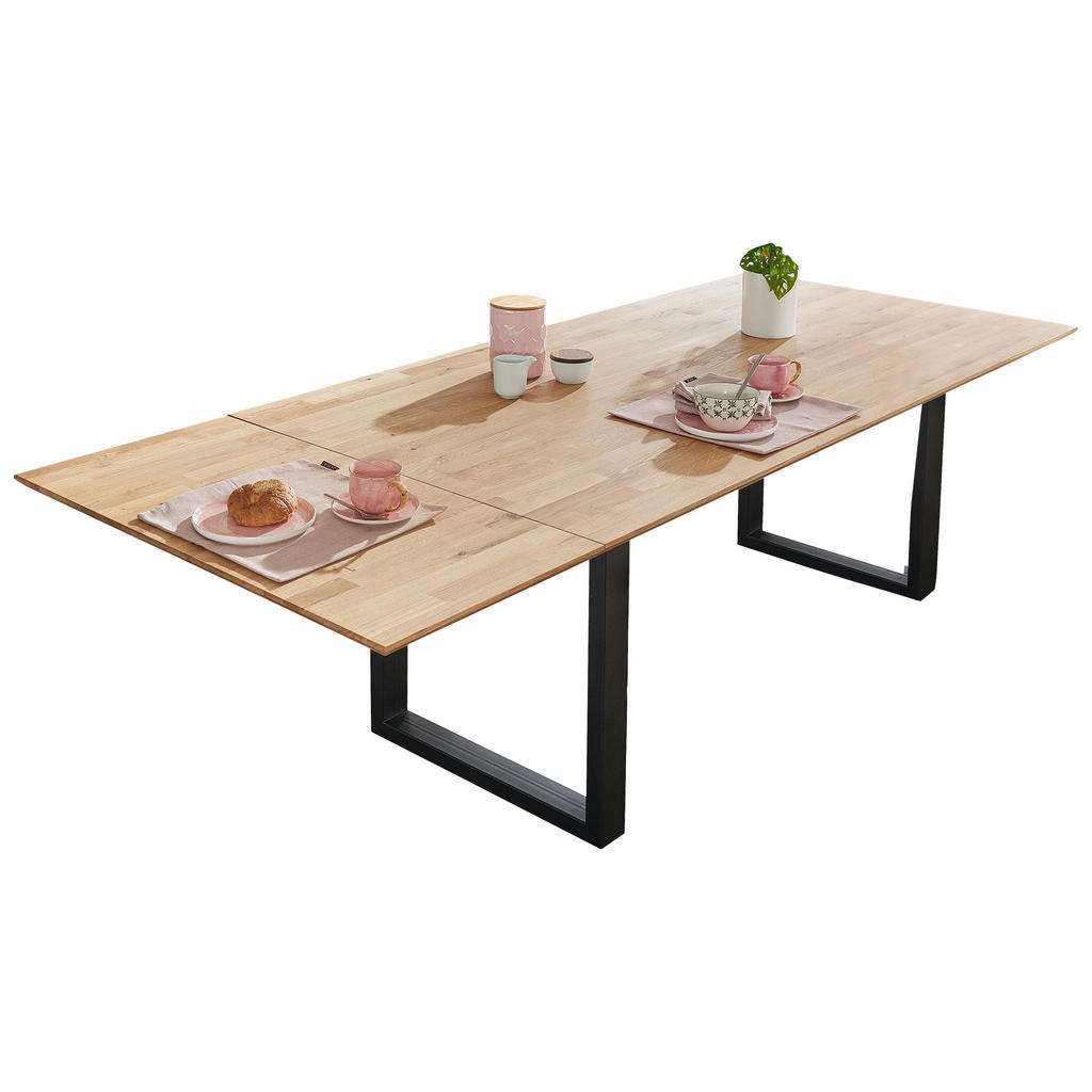 Thumbnail - Livetastic Esstisch, Wildeiche, Holz, Metall, Wildeiche, massiv, rechteckig, U-Form, 90x75x180 cm, ausziehbar, Esszimmer...