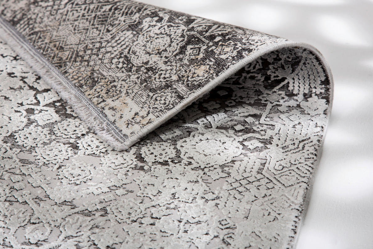 VINTAGE-TEPPICH 160/230 cm Gravina Anthrazit, Silberfarben  - Anthrazit/Silberfarben, Design, Textil (160/230cm) - Novel