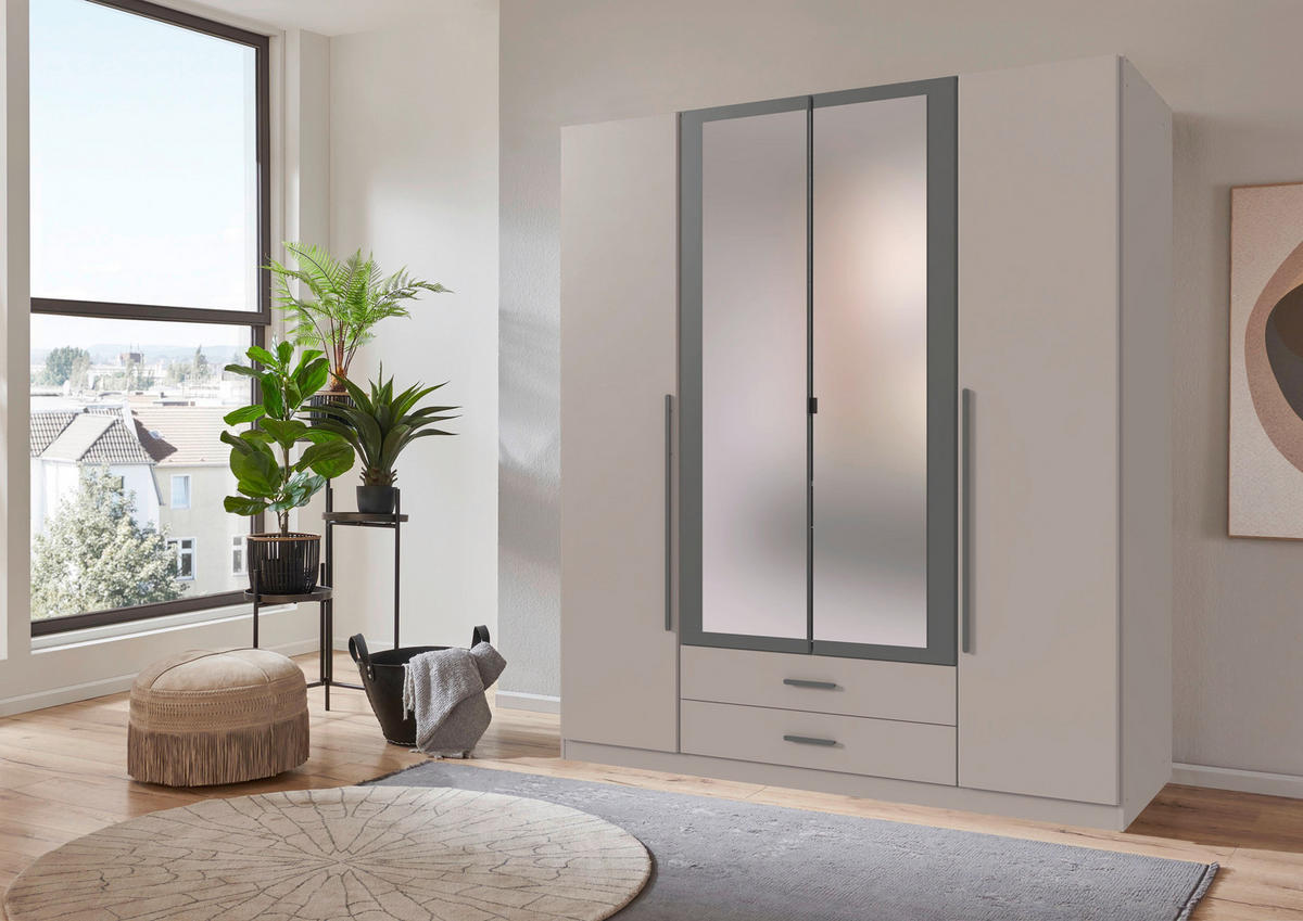 ORMAR S KLASIČNIM VRATIMA boje grafita, siva, sahara   - sahara/siva, Konvencionalno, staklo/drvni materijal (180/199/58cm) - Mömax