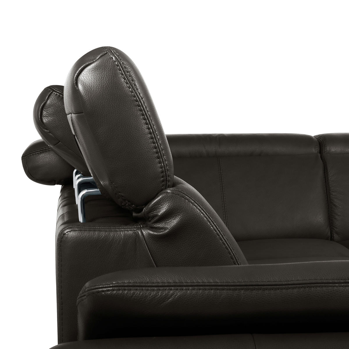 ECKSOFA Dunkelbraun Echtleder Lederlook Bettkasten, Schlaffunktion, Rücken echt, Armteilverstellung, Kopfteilverstellung  - Dunkelbraun/Schwarz, Design, Leder/Textil (264/211cm) - Livetastic