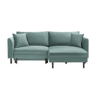 ECKSOFA in Velours Mintgrün  235/165 cm  - Schwarz/Mintgrün, Design, Holz/Textil (235/165cm) - Ti'me