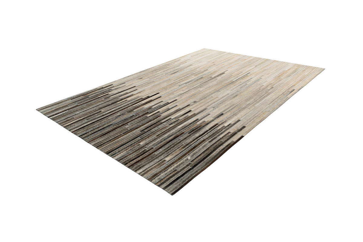 LEDERTEPPICH 160/230 cm Creme, Schwarz  - Creme/Schwarz, KONVENTIONELL, Leder/Textil (160/230cm)