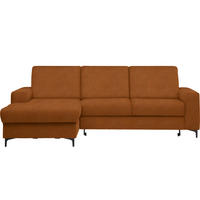 ECKSOFA Velours Cognac  - Cognac/Schwarz, Konventionell, Textil/Metall (167/247cm) - Stylife