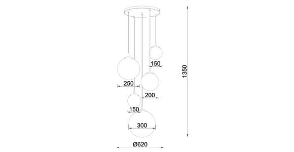 HÄNGELEUCHTE 62/135 cm  - Bernsteinfarben, Trend, Glas/Metall (62/135cm) - Novel